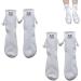 Couple Holding Hands Socks 2pairs Funny Magnetic Suction 3D Doll Couple Socks Novelty Socks for Women Men