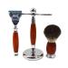 Kjyr Savable shaving brushes for men fashionable hair removal cleaning frasier brush holder shaving brush set with metal handle for men robust 11.5x15.5cm red