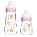 MAM Baby Glass Bottles 2-Pack Feel Good from Birth 170 ml & 260ml Glass Feeding Baby Bottle rose