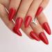 Bomine Long Red Stiletto Fake Nails - 24Pcs Full Cover Acrylic False Nails for Women & Girls, Glossy Manicure Party Tips - Buy Online on GoSupps.com