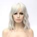 ATAYOU Ladies Short Wavy Silver Grey Full Bangs Soft Bob Wig grey 01