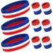 PAMASE Striped Sweatbands Set Including Sports Headbands and Wristbands Cotton Sweat Band American Flag Style for Tennis Athletic Men Women 3 Pack