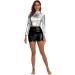OVIGILY Metallic High Waisted Booty Shorts - Black (Small) | Rave Hot Pants - Buy Online on GoSupps.com