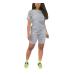 KINIKO Women's 2 Piece Casual Fashion Sports Solid Color Suit short Sleeve top and Pants Set Sweatshirt Grey-a Large