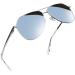Joopin Polarised Sunglasses Mens UV Protection Al-Mg Metal Frame Double Bridge Aviation Sunglasses for Men Women Sun Glasses for Driving A00-silver Frame Silver Mirrored Lens