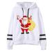 Bigfanshu Womans Fall Clothes Christmas Printing Stripe Round Collar Long Sleeves Sweater Tops White