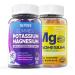 Triple Magnesium Gummies + Potassium Magnesium Gummies with Magnesium Glycinate Ashwagandha B6 & B12 for Leg & Muscle Relaxation Mood Energy Heart Health