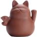 Handmade Chinese Zisha Tea Pet Maneki Neko - Lucky Wealth Cat for Kung Fu Tea Tray Accessories - Multi-Colored Purple Clay - Buy Online on GoSupps.com
