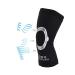 wavewear Knee Compression Sleeve with Built-in Kinesiology Tape for Extra Support and Pain Relief during Workouts Sports Running - for Men and Women (L Black/Silver 1) Large Black/Silver 1