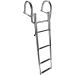 Hoffen 4 Step Pontoon Boat Ladder - Stainless Steel Telescoping Folding Inboard Ladder for Rear Entry - Heavy Duty Custom Swim Deck Ladder with Pedal and Handrails - Buy Online on GoSupps.com