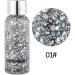 HUANTAITAI Silver Glitter Mermaid Sequins Chunky Liquid Eyeshadow & Body Gel - Festival Cosmetic for Face, Hair, Nails - Long Lasting Sparkle - Buy Online on GoSupps.com