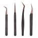 4 pieces eyelash extension tweezers set stainless steel anti -static nail art tweezers precision bent volume eyelash tweezers for beauty