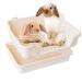 HoppScotch.bun Large Rabbit Litter Box w Plastic Grid & Dump Tray-Bunny Poop Tray Safe for Bunny Feet Pet Waste Station for Bunny Supplies- Rabbit Cage Accessories for Training Corner Bunny Litter Pan Cream