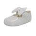 Baby Girls Pram Shoes Bow Button Up Soft Sole Made in Britain 3 UK Child White