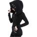 Womens Goth Punk Chain Strap Hooded Crop Top Black Sweatshirt - Buy Online on GoSupps.com