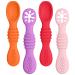 Vicloon 4Pcs Baby Fork and Spoon Set Silicone Spoon Baby Weaning Spoon Set Self Feeding Utensil Easy Grip Soft Baby Spoon Toddler Cutlery Kit for Infant Toddler Children First Led Training Weaning Pink/Purple/Orange/Red