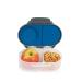 b.box - Food Storage Container with Two Sealed compartments and Silicone Material Reusable Snack Box for Kids with Open or Close Clip (Blue Slate)