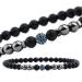 Magnetic foot chain 8.3 inches inside 6mm 2 packs black frosted stone foot chain remove static electricity Matted stone foot chain improves sleep black weather stone foot chain