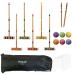 Juegoal Six Player Croquet Set with Wooden Mallets Colored Balls for Lawn, Backyard and Park, 28 Inch Burlywood