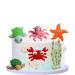 Sea Cake Toppers, 5pcs Sea Birthday Cake Topper Cupcake Topper, Ocean Animals Sea Cake Decorations for Kids Under the Sea Ocean Sea World Theme Birthday Baby Shower Party Supplies
