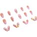 Justotry 24 Pcs Pink French Press On Fake Nails - Medium Ballerina Style | Acrylic Coffin False Nails with Glue for Women - Nail Art Designs - Buy Online on GoSupps.com