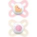 MAM Original Start Soother 0-2 Months (Set of 2) Baby Soother Made from Sustainable Material SkinSoft Silicone Teat with MAM Soother Case Pink (Designs May Vary) Pink 2