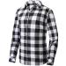 Uillnoodu Women's Flannel Plaid Shirts Long Sleeve Regular Fit Button Down Casual Cotton White Black Plaid Large