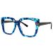 Zeelool Floral Oversized Thick Square Blue Light Blocking Glasses for Women 100% UV400 Protection Reeves ZOP02129 Wx025861-05 Blue-floral Blue Light Blocking Lens