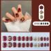 24Pcs/Set Press On Nails Short Wine Red Gold Border False Nails Acrylic Fake Nails Full Cover Nails Tips Artificial Finger Manicure Press on nails for Women and Girls - Buy Online on GoSupps.com