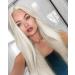 Vebonny White Blond glue-free 613 Lace Front wigs for women realistic looking synthetic hair platinum blonde wig 22 inches hair replacement Lace wig with middle parting vebonny-035-new #035-NEW