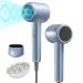 Professional Portable Hair Dryers with 1 Smoothing Nozzle 1 Diffuser Nozzle Powerful 1500W Fast Drying Low Noise Blow Dryer Attachments for Home Salon Travel (Baby Blue)