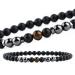 Magnetic foot chain 8.3 inner inside 6mm 2 packs black frosted stone foot chain remove static electricity Matted stone foot chain improves sleep tiger eye + magnetic foot chain