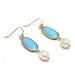 Earrings for Women Natural Cultured White Rice Bezel Set Blue Crystal Plated Hook Earrings Cute for Women Hilarity Earrings for Women