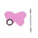 LEORX Makeup Plate Butterfly Cosmetic Plate Stainless Steel Foundation Mixing Palette with Spatula Tool for Nail Art or Makeup (Pink)