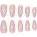 JUSTOTRY 24 Pcs Chrome Almond Short False Nails mirror Pink Solid Press on Nails Pattern Glossy Fake Nails Short Oval French Medium Stick on Nails for Women and Teens Nails Art 30pink&solid5 - Buy Online on GoSupps.com