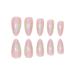 Justotry 24pc Chrome Almond Press-On Nails - Pink Monochrome Glossy French Tips | Medium Artificial Nail Set for Women - Buy Online on GoSupps.com