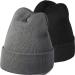 RUN BRAIN GO Beanie Winter Hats Warm Knitted Cap for Men & Women (4 Pack/2 Pack) Black & Light Gray 1