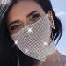Yovic Sparkly Crystal Face Mask Bling Rhinestone Mesh Mask Sexy Nightclub Mouth Covered for Women and Girls Silver