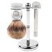 Parker razor plane 82r razor set including Parker Pure Badger Razor brush chrome-shaving stand 82r Heavyweight Double Edge Butterfly Razor Hobel and 5 Parker Premium Platinum Rasierklingen