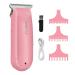 SweetLF Hair Clippers Silent Cordless Hair Trimmer Mini Hair Cutting Kit with 3 Guide Combs Portable & USB Rechargeable Haircut Clippers for Men Women Kids (Pink) Rose