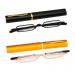 KoKoBin 2 pieces mini narrow reading glasses spring hinge metal reading aid unisex visual aid with case +2.0 2 pieces +2.0