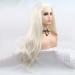 Kunsthaar Wig 61 cm Platinum Blonde Natural Waves U-Part Lace Glue-Free Heat-Resistant Fiber for Women - Buy Online on GoSupps.com