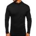Mens Mock Turtleneck T-Shirt Long Sleeve Pullover Basic Designed Undershirt Stretch Lightweight Top Black Large