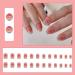 Square Short French Tip Press on Nails Nude Glossy - 24Pcs with Glue Sticker | Trendy Pink Gradient Fake Nails for Women and Girls - Buy Online on GoSupps.com