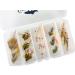 RiverBum Redfish Flies Assortment Kit with Fly Box, Crazy Charlie, Assorted Shrimp and Crab Flies for Fly Fishing - 15 Piece