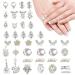 Sltaxar 40 pieces luxury zircon nail overlays nail silver nail art charms 3d alloy flower butterfly nail jewelry Steine nails metal nail pendant nail jewelry for gel nails accessories