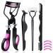 Eyelash Curler   HOCOSY 4 in 1 Eyelash Curlers Kit for Women Includes Lash Curler  Eyelash Brush  Eyelash Extension Tweezers  Eyebrow Brush and Comb  Silicone Refill Pads for Natural Eyelashes
