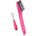 2 Pieces Hair Brush Cleaning Tool Comb Cleaning Brush Comb Cleaner Brush Hair Brush Cleaner Mini Hair Brush Remover for Removing Hair Dust Home and Salon Use (Plastic Handle Rake, Pink) Plastic Handle Rake Pink