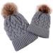 2PCS Family Matching Winter Knit Hat Set - Grey Mother & Baby Ski Cap - Buy Online on GoSupps.com