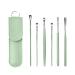 Innovative Spring Earwax Cleaner Tool Set 6Pcs 360 Spiral Design Earwax Removal Tools Ear Wax Removal Kit Ear Cleaning Kit With Storage Bag Face Stone One Size Green